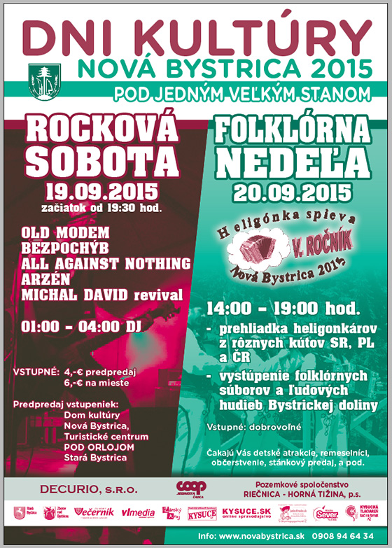Dni kultúry v obci Nová Bystrica prinesú folklór aj rock