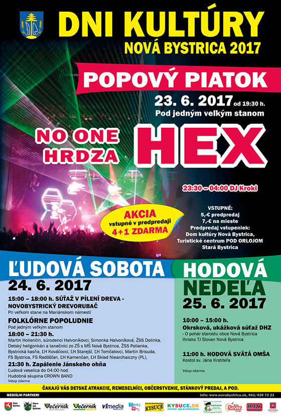 Dni kultry Nov Bystrica 2017 - vystpia NO ONE, HRDZA, HEX a vea inho