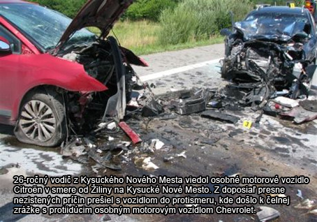 Mladý vodič z Kysuckého Nového Mesta neprežil zrážku s protiidúcim autom