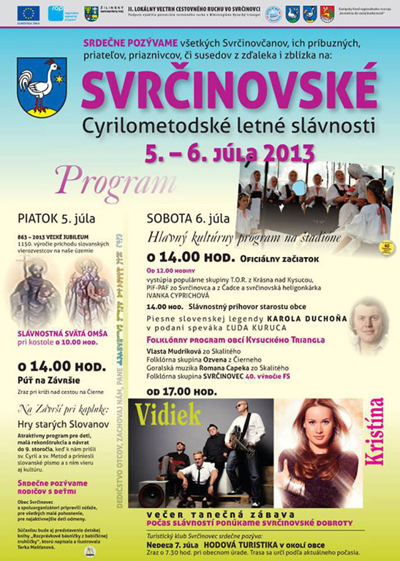 Svrinovsk Cyrilo-metodsk letn slvnosti 2013 - program